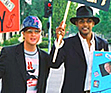 Navi supports MJ outside the Santa Maria Courthouse in 2005